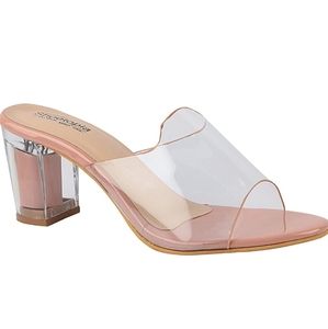 Transparent Solid Block Heels